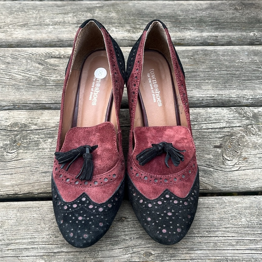 Town Shoes Two Tone Tassel Oxford Heels Shoes - Picture 8 of 8